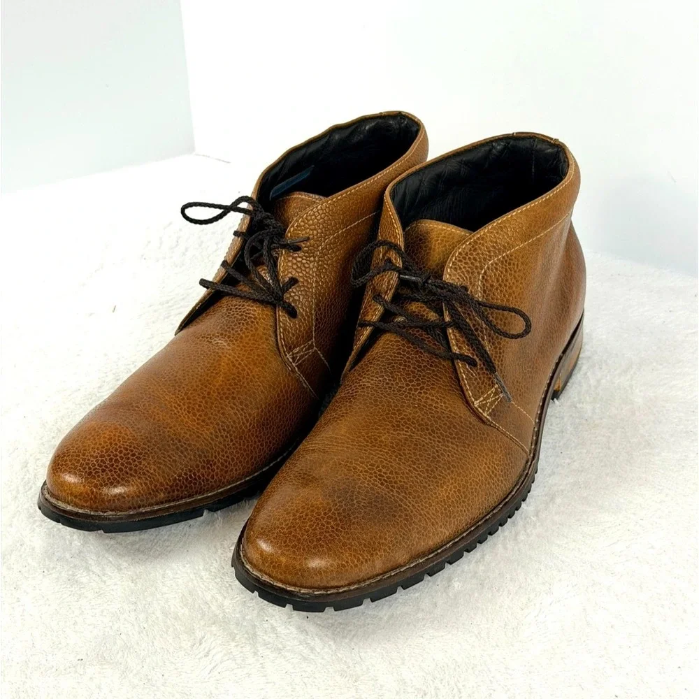 Cole Haan Air Brown Pebbled Leather Chukka Boots Men's 10.5M Lace Up Comfort